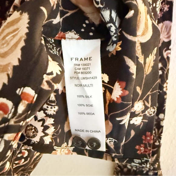 Frame Silk Floral Button Up Blouse Size Small - Picture 4 of 6